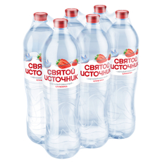 Вода Святой Источник питьевая негазированная клубника, 1.5л x 6 шт