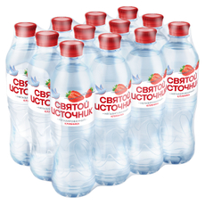 Вода Святой Источник питьевая негазированная клубника, 500мл x 12 шт