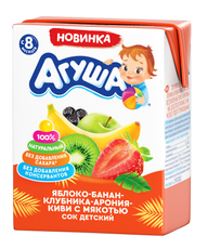 Сок детский Агуша Яблоко, банан, клубника, арония и киви с 8 месяцев, 200мл