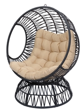 Кресло-шар садовое Greengard с подушкой искусственный ротанг сталь, 105 х 90 х 148см