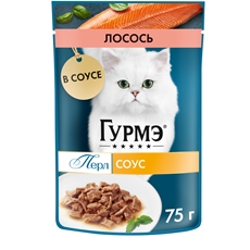 Влажный корм Гурмэ Перл Нежное филе для кошек с лососем в соусе, 75г