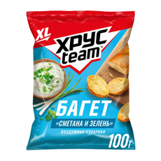 Сухарики Хрусteam багет сметана-зелень, 100г