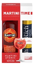 Напиток виноградосодержащий Martini Fiero из виноградного сырья сладкий + Тоник Rich (330мл х 2шт) в подарочной упаковке, 1.5л