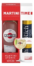 Напиток виноградосодержащий Martini Bianco из виноградного сырья белый сладкий + Тоник Rich (330мл х 2шт), 1.5л