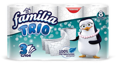 Туалетная бумага Familia Trio 3-слойная, 8 рулонов