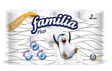 Туалетная бумага Familia Plus 2-слойная, 8 рулонов