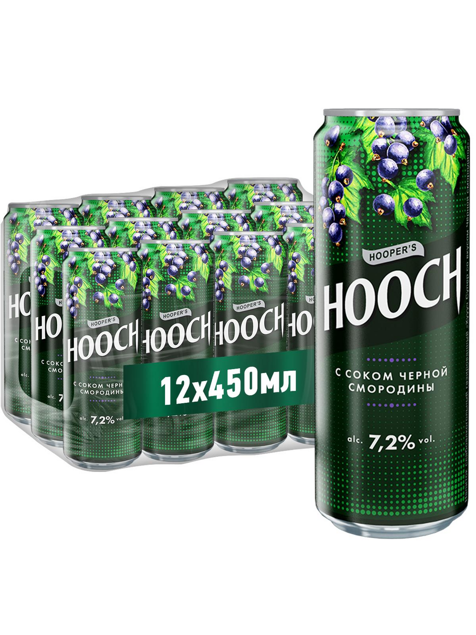 Напиток Hooch супер со вкусом черной смородины слабоалкогольный, 0.45л x 24  шт купить по выгодной цене, самовывоз алкоголя из магазина в городе