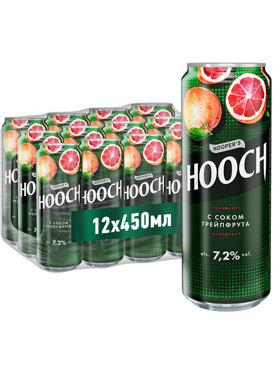 Напиток Hooch супер со вкусом грейпфрута слабоалкогольный, 0.45л x 24 шт  купить по выгодной цене, самовывоз алкоголя из магазина в Москве