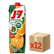 Сок J7 апельсиновый с мякотью, 970мл x 12 шт