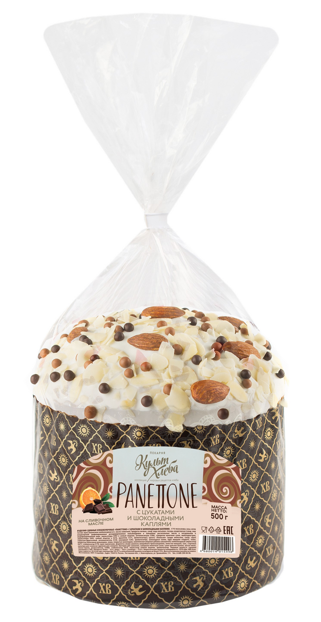 Панеттоне Культ хлеба с цукатами и шоколадными каплями, 500г