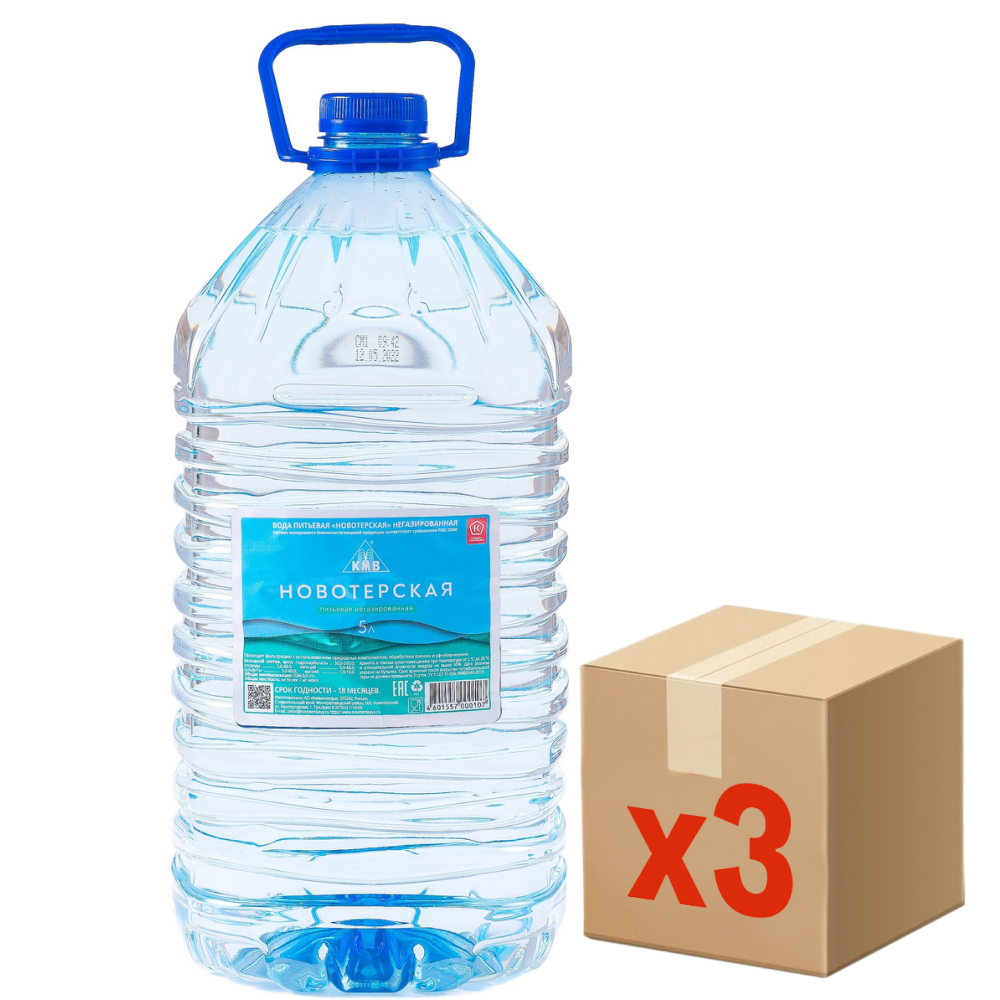 Вода Новотерская питьевая негазированная, 5л x 3 шт