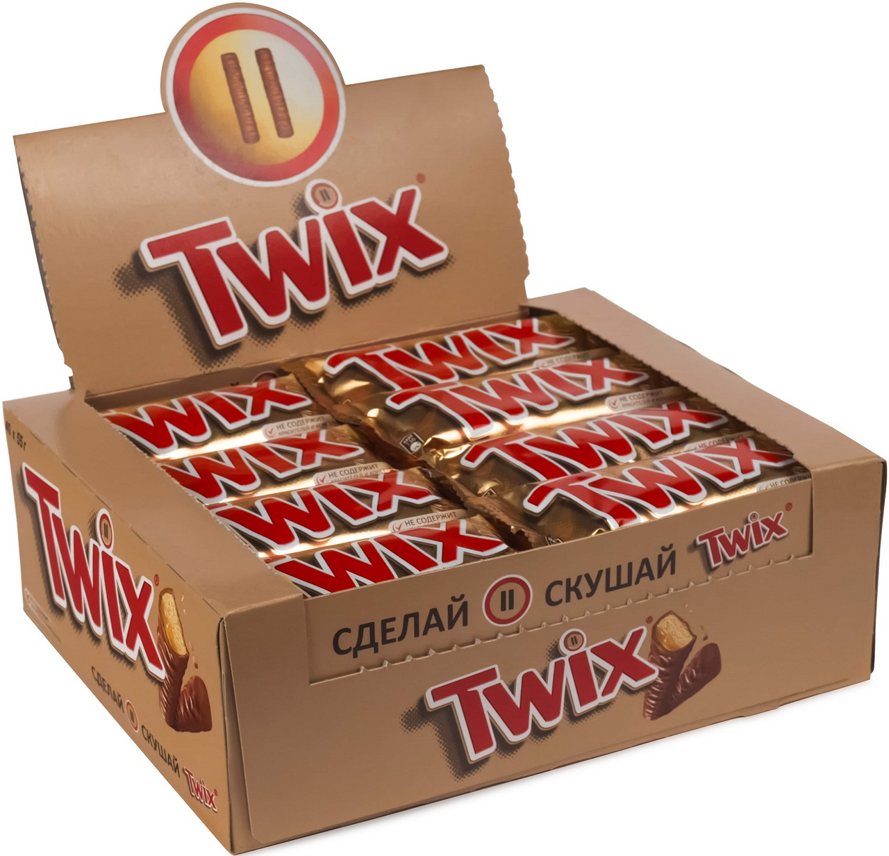 Батончик Twix шоколадный карамель, 55г x 40 шт купить с доставкой на дом,  цены в интернет-магазине