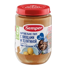 Пюре картофельное Semper со вкусом телятины с 9 месяцев, 190г