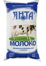 Молоко Янта Российское пастеризованное 3.2%, 1л