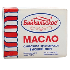 Масло сладко-сливочное Байкальский Крестьянское 72.5%, 180г