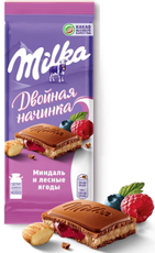 Шоколад Milka Миндаль-лесные ягоды молочный, 80г