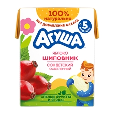 Сок детский Агуша Яблоко-шиповник осветленный, 200мл