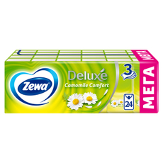 Платочки бумажные носовые Zewa Deluxe Ромашка 3 слоя, 24 x 10шт