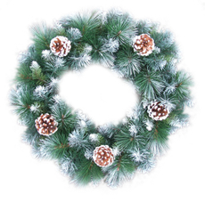 Tarrington House Венок заснеженный с шишками, 45см