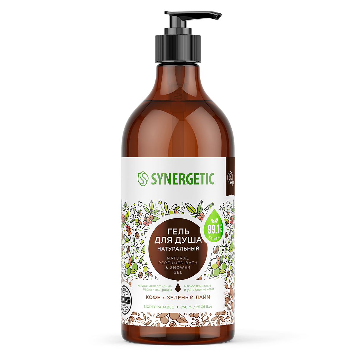 Изображение товара Гель для душа Synergetic Кофе и зеленый лайм, 750мл