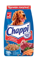 Корм сухой Chappi Сытный мясной обед для взрослых собак всех пород с говядиной по-домашнему, 2.5кг