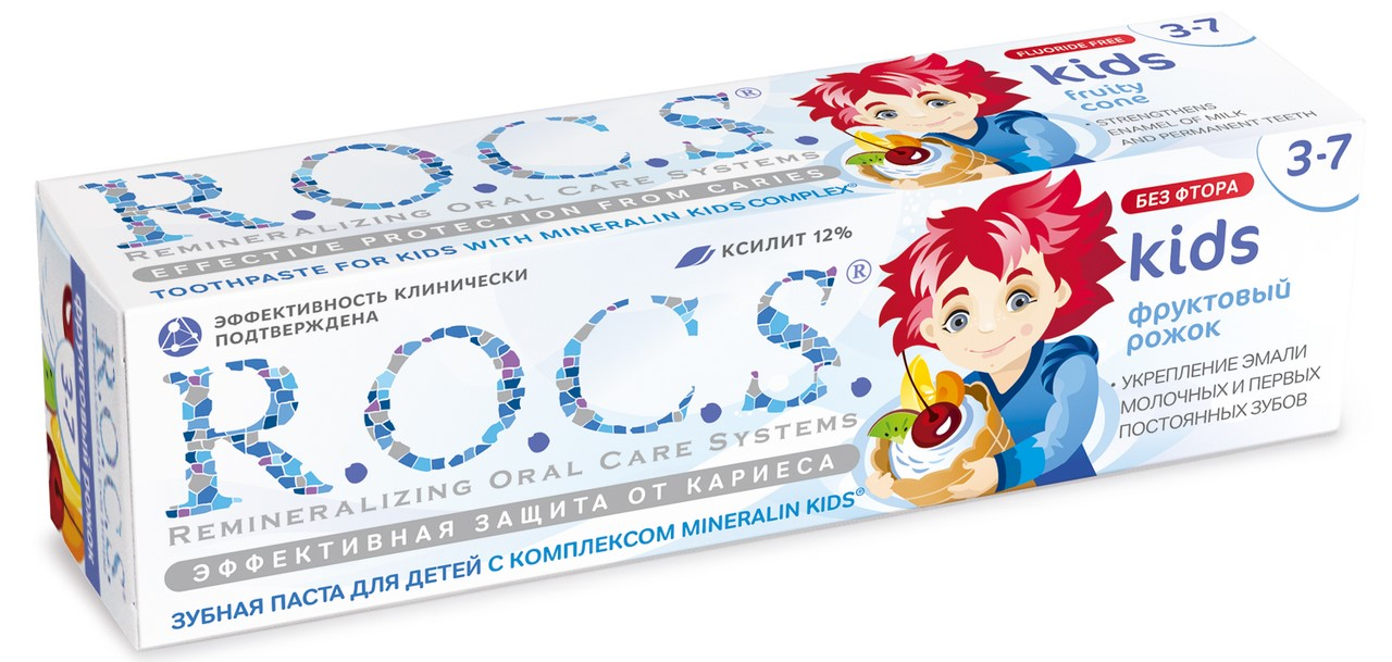 Изображение товара Зубная паста детская R.O.C.S. Kids Фруктовый Рожок от 3 до 7 лет, 45г