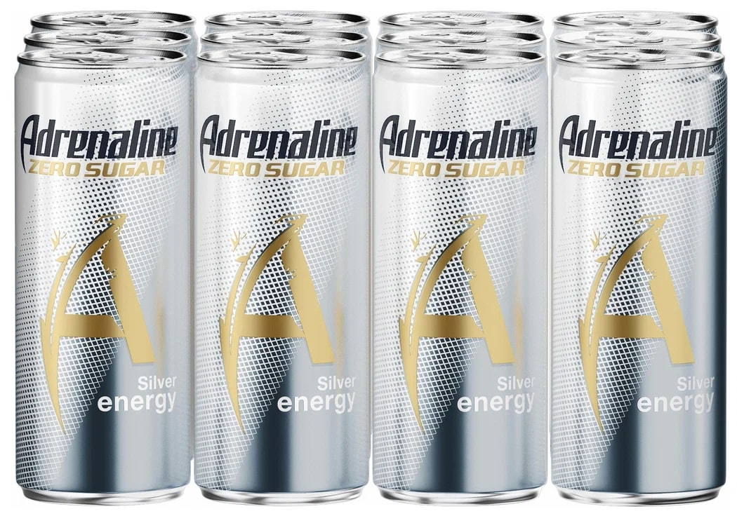 Энергетический напиток Adrenaline Rush Silver Energy Zero Sugar, 449мл х 12 шт