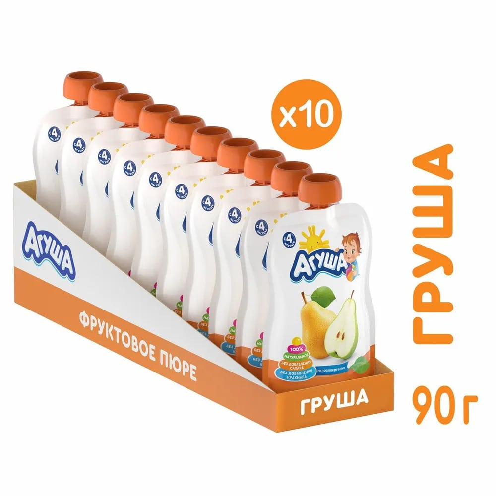 Изображение товара Пюре фруктовое детское Агуша Груша с 4 месяцев, 90гх 10 шт