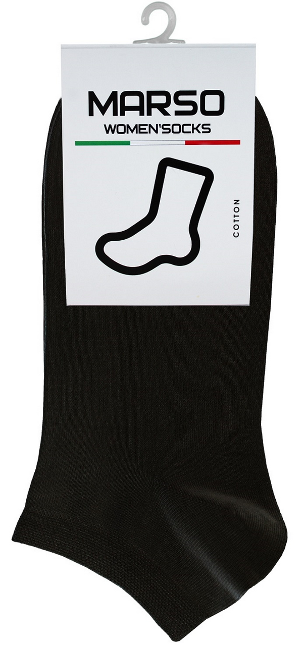Носки женские Marso НЖГ-0048 укороченные хлопок-полиамид черные, 35-37