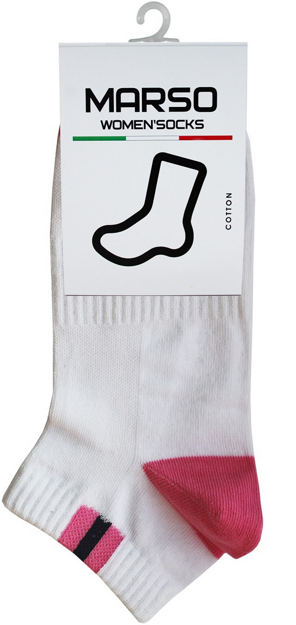 Носки женские Marso НЖC-0002 укороченные хлопок-полиамид белые розовые, 38-40