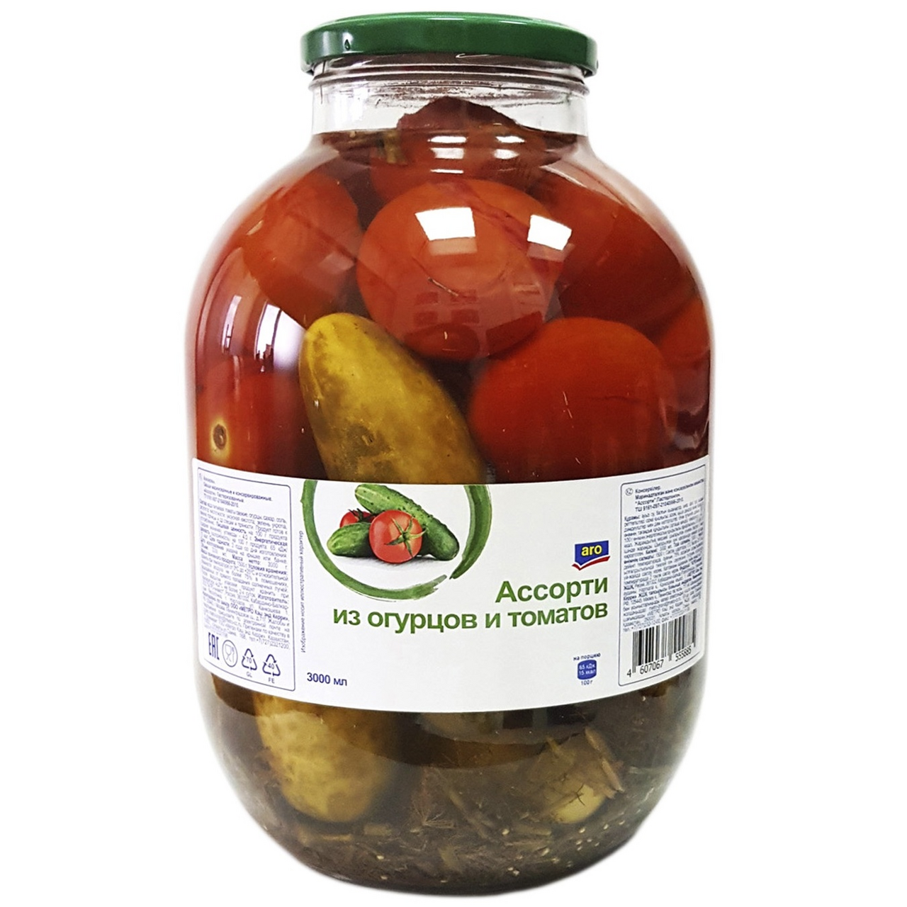 aro Ассорти овощное маринованное Томаты и огурцы, 3кг