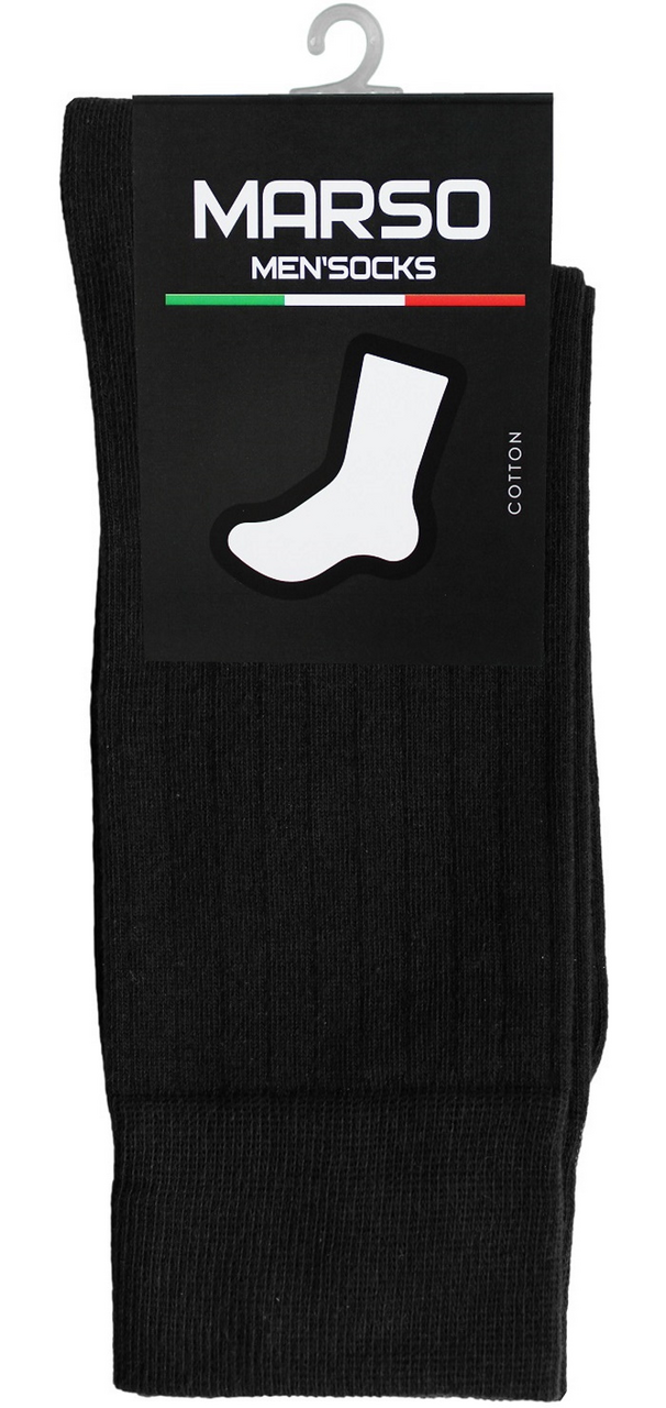 Носки мужские Marso НМГ-0108 хлопок-полиамид черные с принтом, 45-47