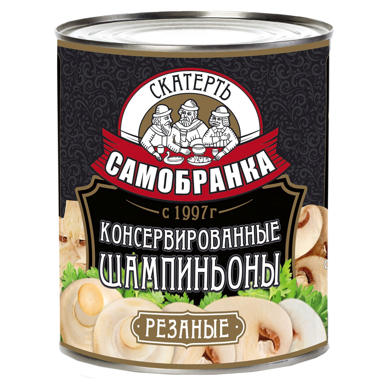 Грибы шампиньоны Скатерть-Самобранка резаные, 3.1л