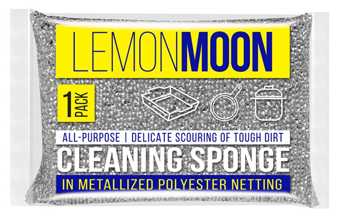 Губка для посуды Lemon Moon в оплетке металлическая, 11.5 х 8см