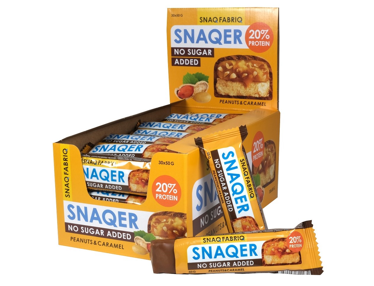 Изображение товара Батончик Snaq Fabriq Арахис и карамель в шоколаде 50г x 30 шт энергетический десерт