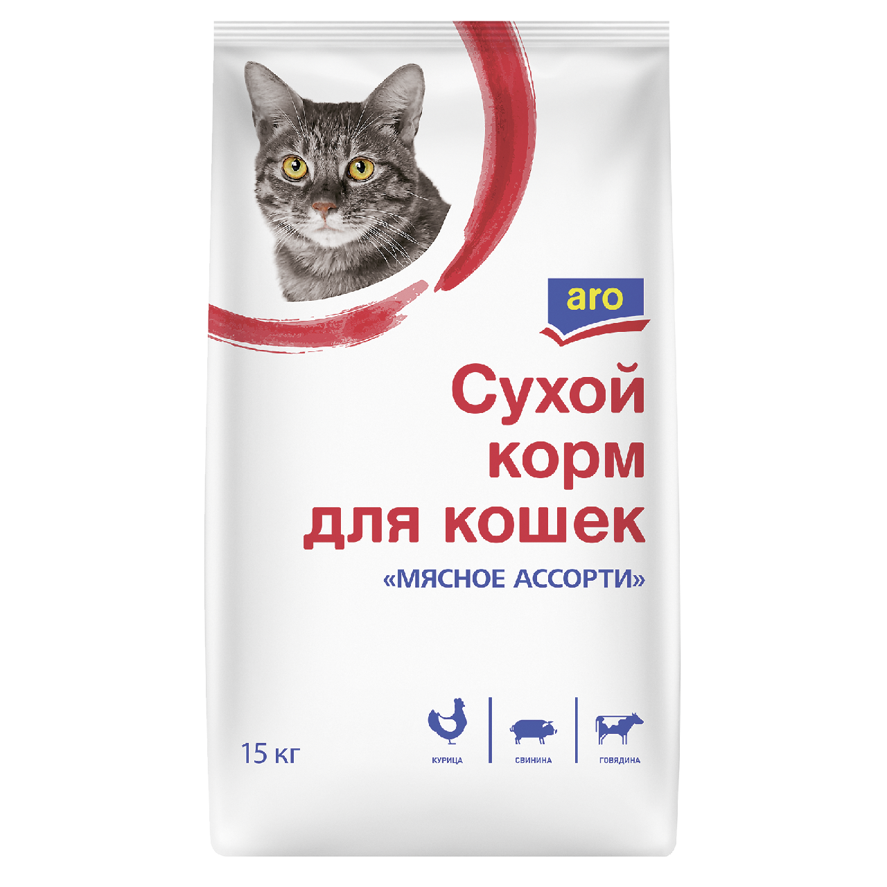 aro Корм сухой для кошек мясное ассорти, 15кг купить с доставкой на дом,  цены в интернет-магазине