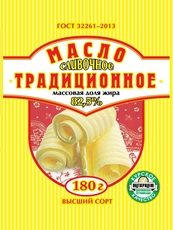 Масло сливочное традиционное 82.5%, 180г