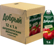 Нектар Добрый Деревенские яблочки, 1л x 6 шт
