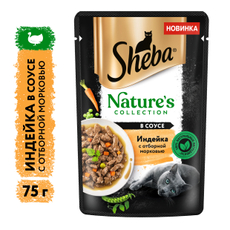 Корм влажный Sheba Nature's Collection для кошек с индейкой и морковью, 75г