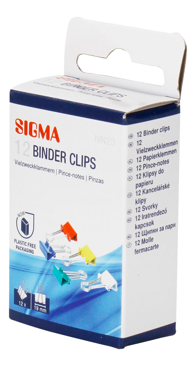 SIGMA Зажимы для бумаги 19мм, 12шт