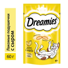 Лакомство Dreamies Лакомые подушечки для взрослых кошек с сыром, 60г