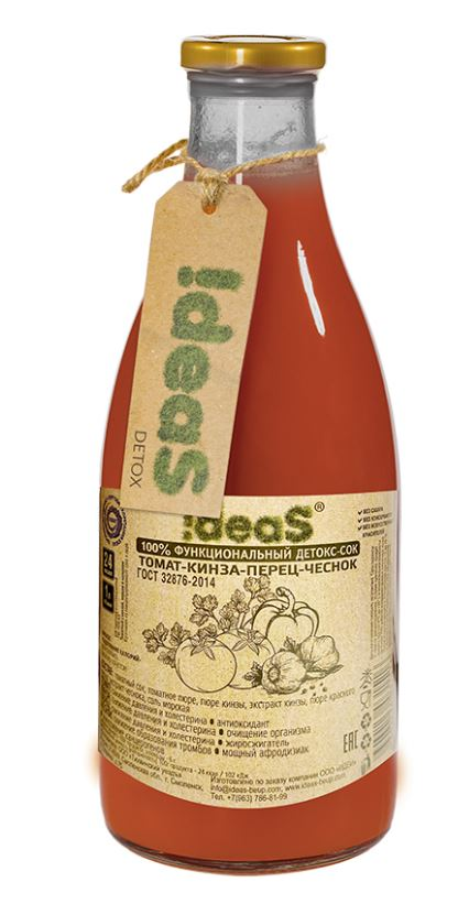 Детокс-сок !Deas Томат-кинза-чеснок, 1л x 6 шт