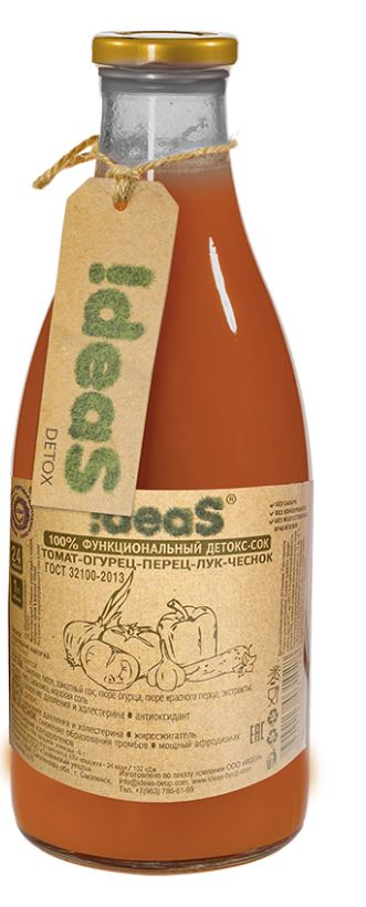 Детокс-сок !Deas Томат-огурец-перец-лук-чеснок, 1л