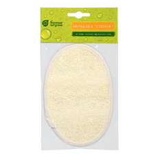 Мочалка из люфы Банные штучки спонж овальный с хлопком, 11х16см