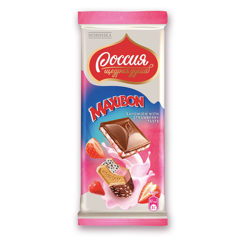 Шоколад Россия Щедрая душа Maxibon Sandwich with strawberry taste