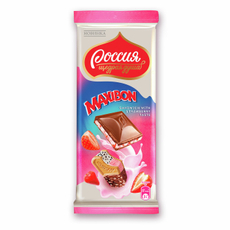 Шоколад Россия Щедрая душа Maxibon Sandwich with strawberry taste молочный со вкусом клубники и печеньем, 80г