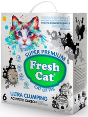Наполнитель Fresh Cat Activated Carbon комкующийся белая глина активированный уголь для кошачьего туалета, 6л