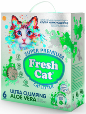 Наполнитель Fresh Cat Aloe vera комкующийся белая глина с ароматом Алоэ вера для кошачьего туалета, 6л