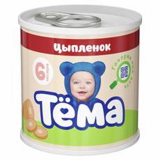 Пюре мясное детское Тема Цыпленок с 6 месяцев, 90г