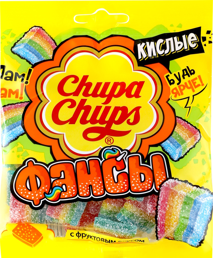 Мармелад жевательный Chupa Chups Фансы кислые с фруктовым вкусом, 70г